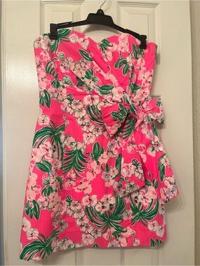 Lilly Pulitzer Pink Tropical Strapless Floral Dress 4